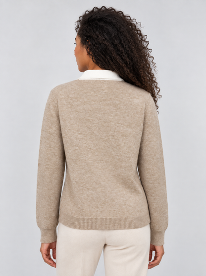 ISHANI | COLLARED ARGYLE SWEATER - Beige
