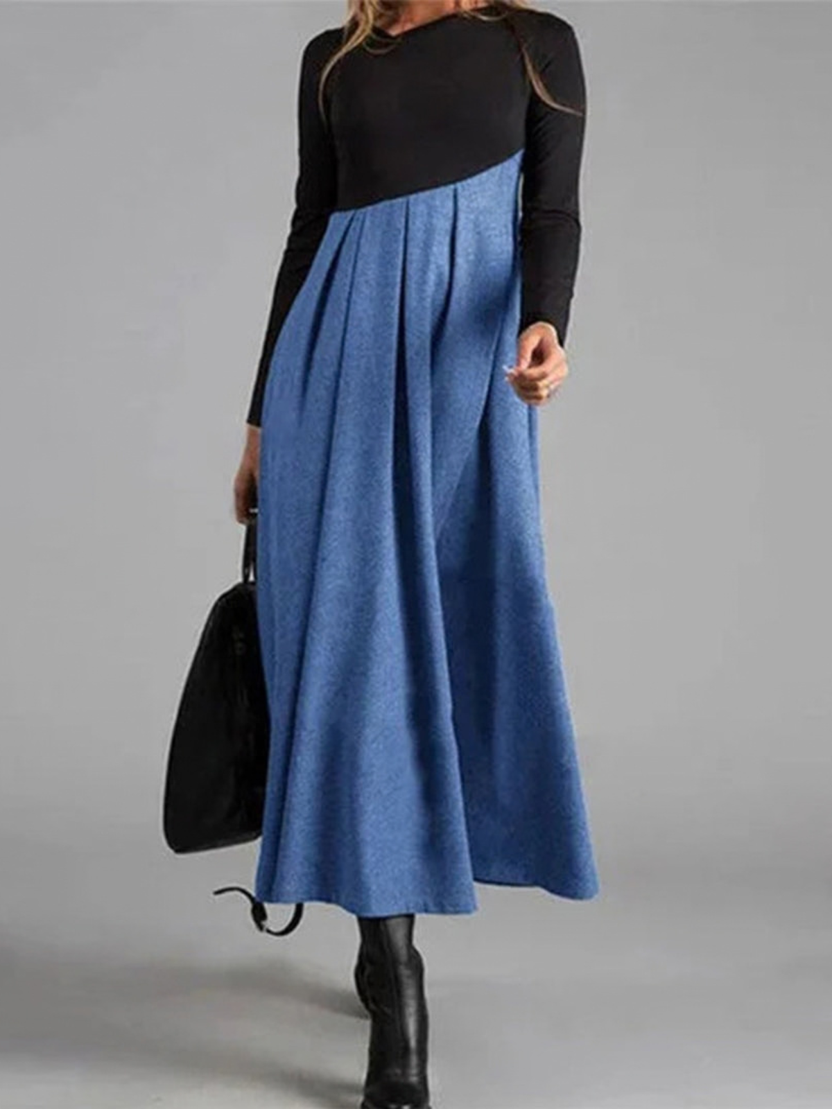 ISOLINA | TWO-TONE MAXI DRESS - Blue