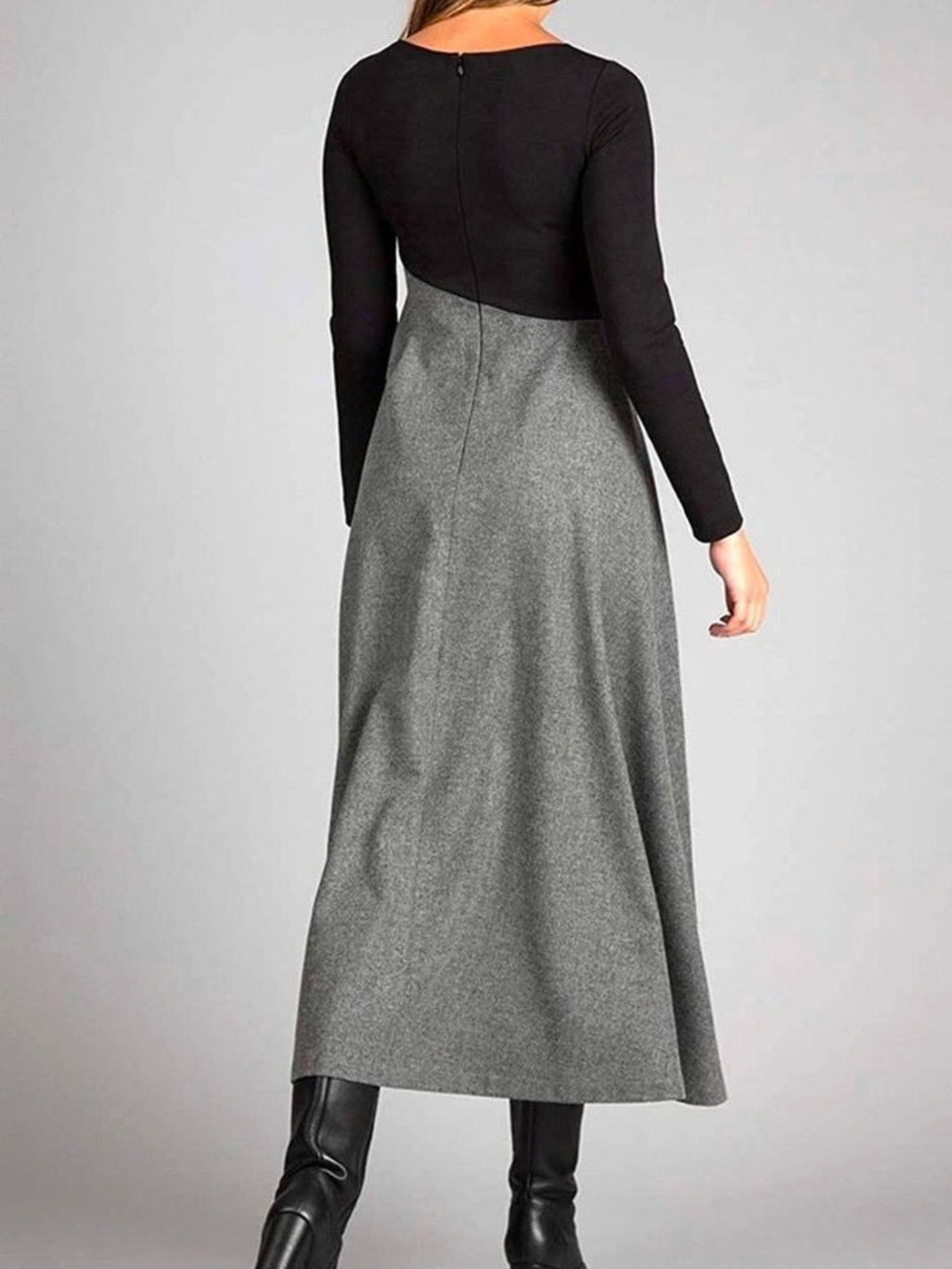 ISOLINA | TWO-TONE MAXI DRESS - Gray