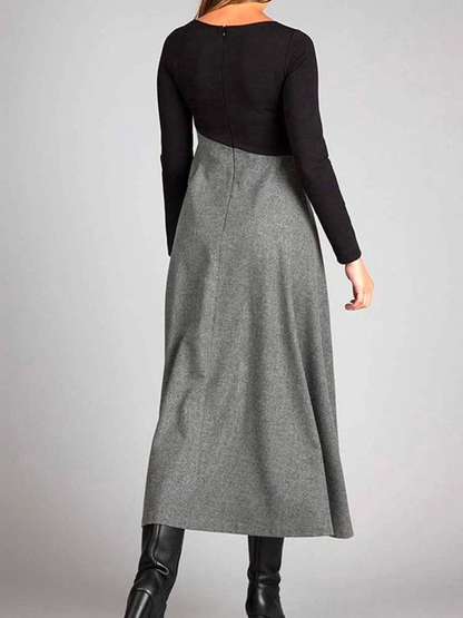 ISOLINA | TWO-TONE MAXI DRESS - Gray
