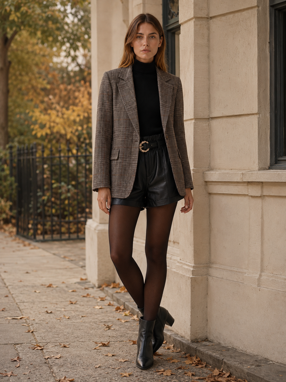 JACINTA | PLAID NOTCH LAPEL BLAZER - Brown Plaid