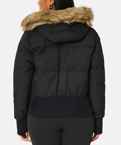 JASLYN | FAUX FUR HOODED PUFFER JACKET - Black