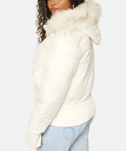 JASLYN | FAUX FUR HOODED PUFFER JACKET - Ivory
