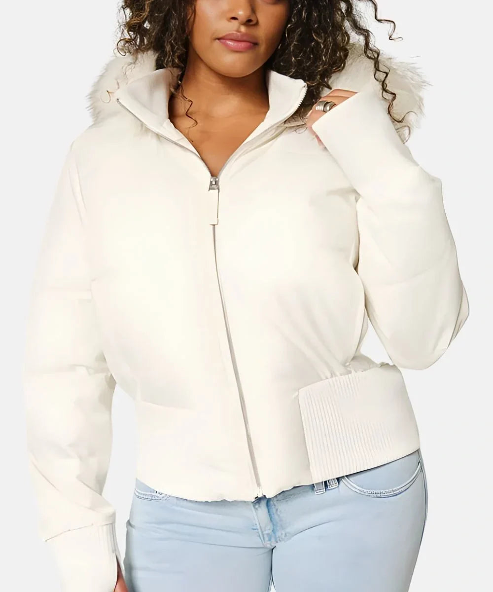 JASLYN | FAUX FUR HOODED PUFFER JACKET - Ivory