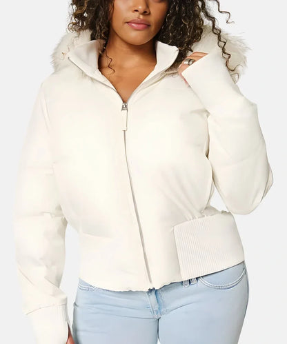JASLYN | FAUX FUR HOODED PUFFER JACKET - Ivory