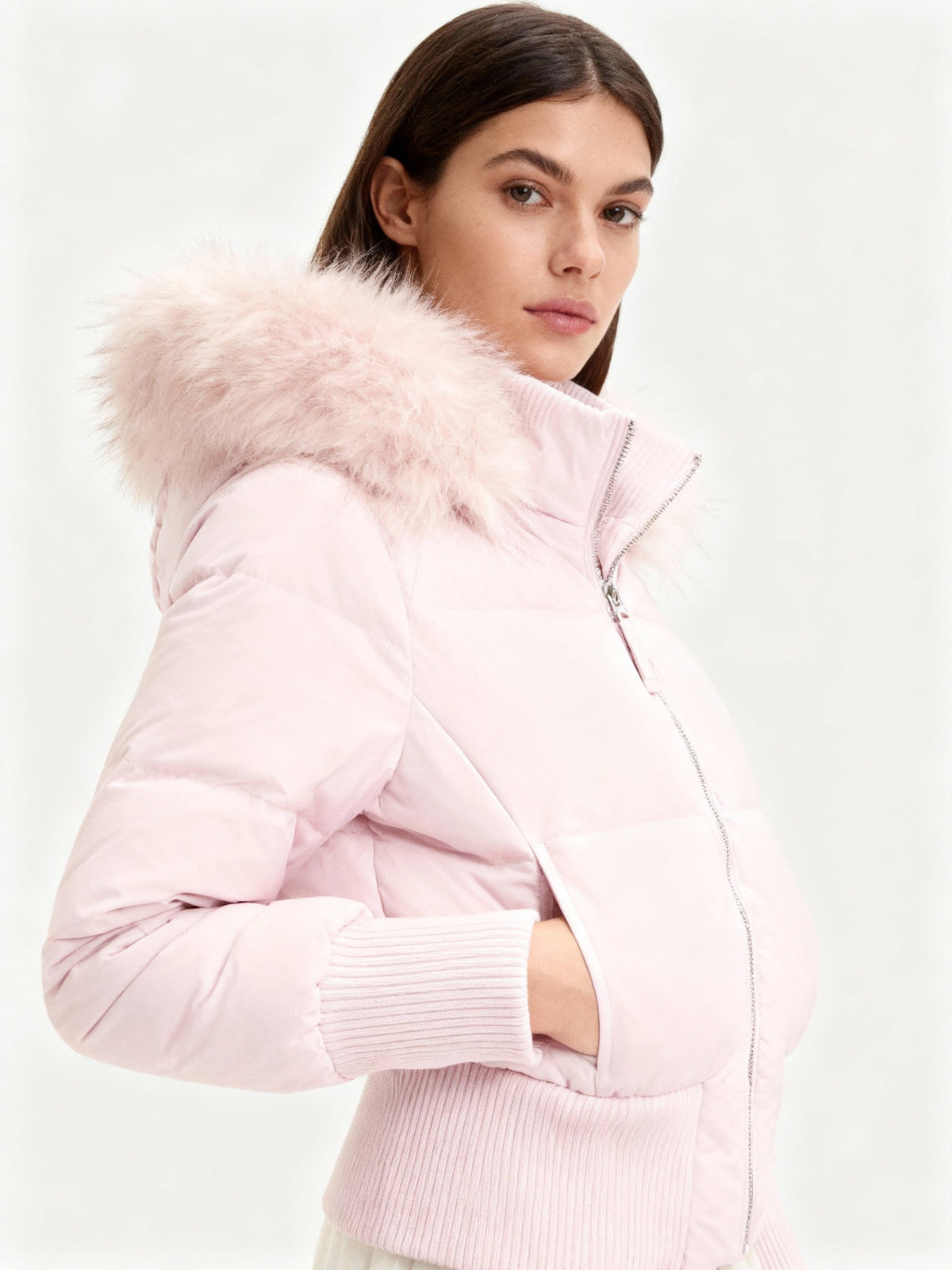 JASLYN | FAUX FUR HOODED PUFFER JACKET - Pink