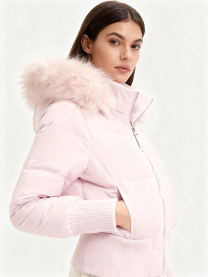JASLYN | FAUX FUR HOODED PUFFER JACKET - Pink
