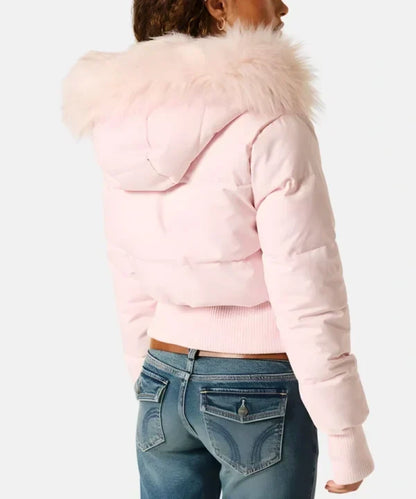 JASLYN | FAUX FUR HOODED PUFFER JACKET - Pink
