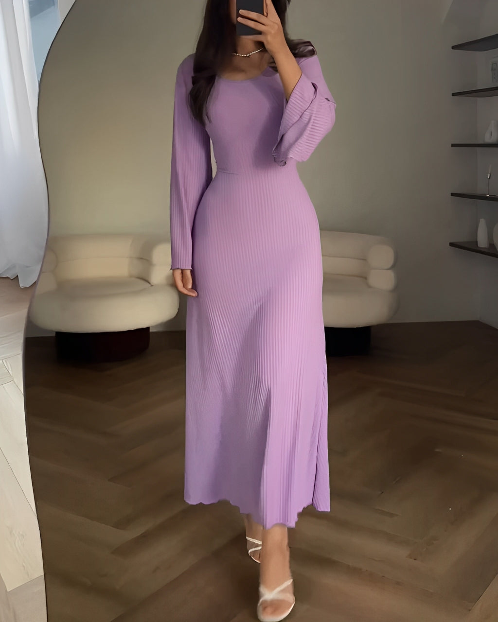 JAYNE | BELL SLEEVE KNIT MAXI DRESS - Lavender