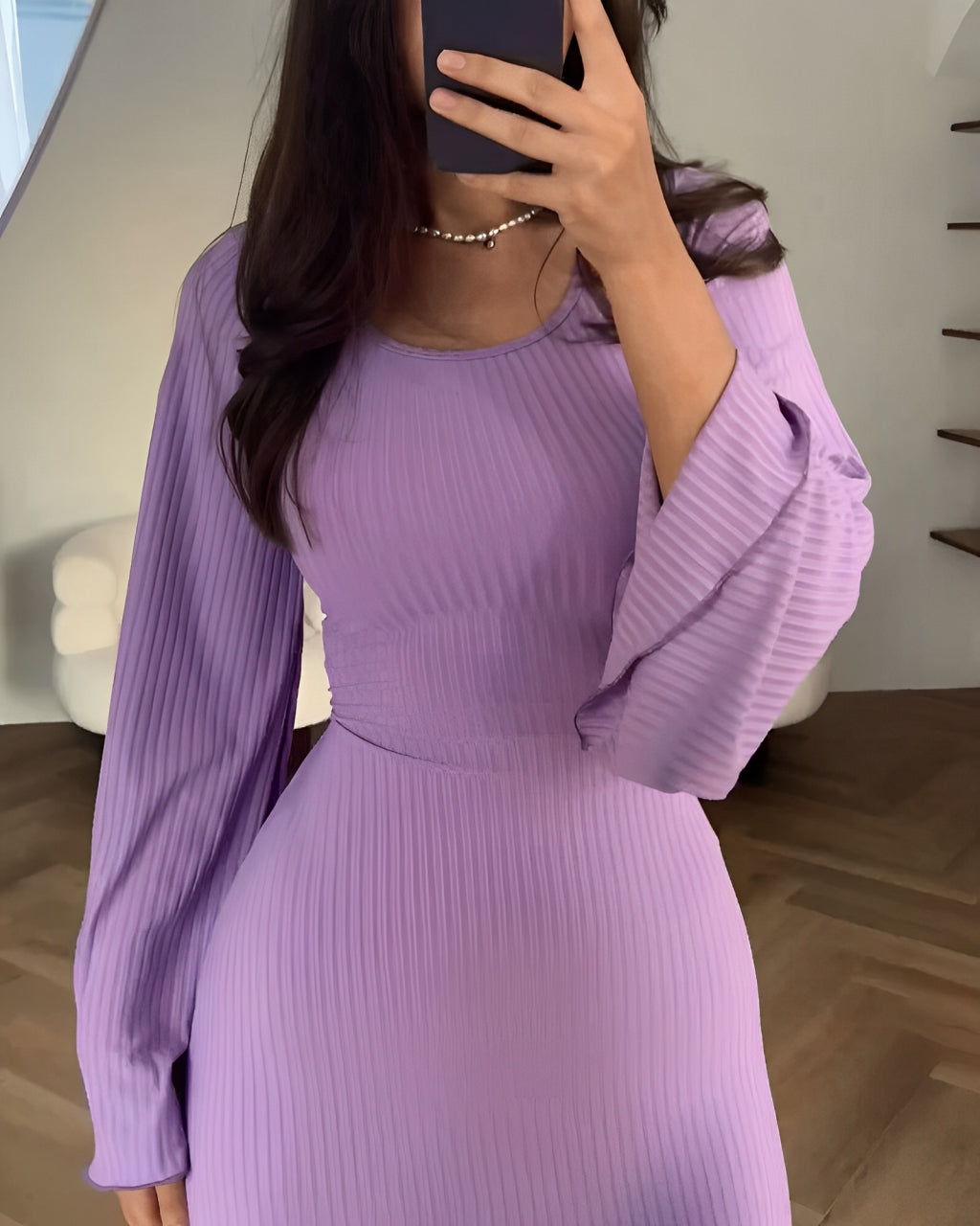 JAYNE | BELL SLEEVE KNIT MAXI DRESS - Lavender