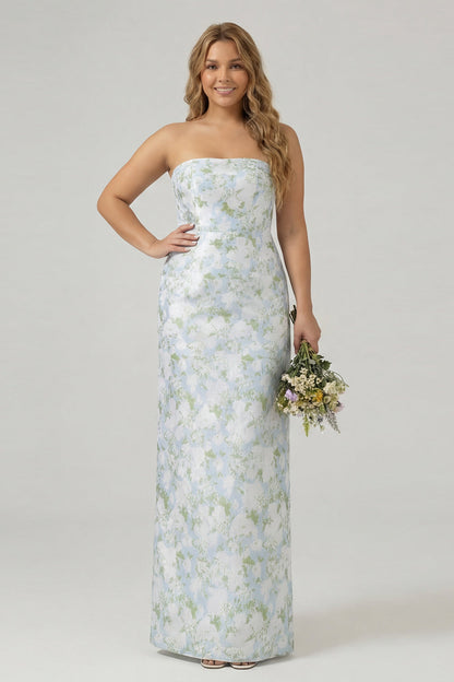 JESSALYN | FLORAL STRAPLESS GOWN - Ivory Floral