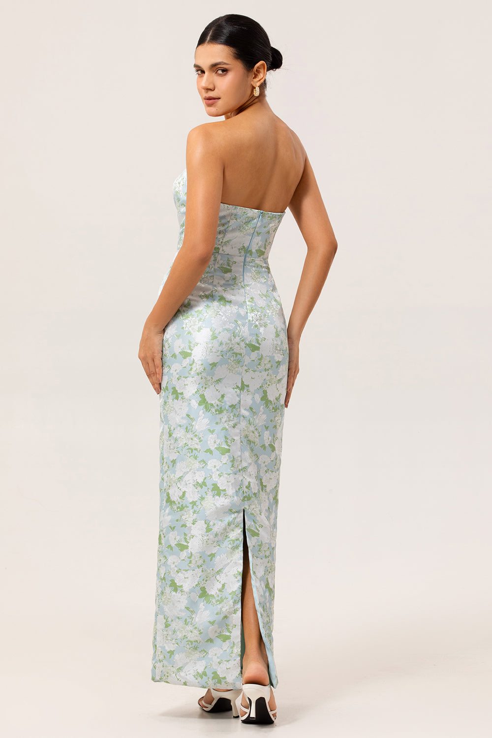 JESSALYN | FLORAL STRAPLESS GOWN - Ivory Floral