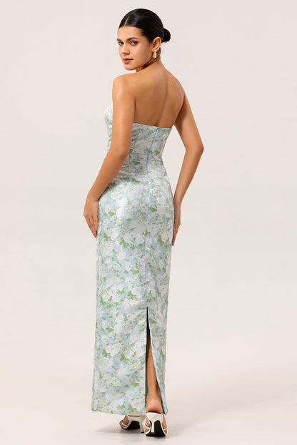 JESSALYN | FLORAL STRAPLESS GOWN - Ivory Floral