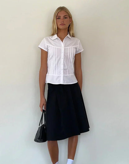 JOANNE | PINTUCK BLOUSE - White