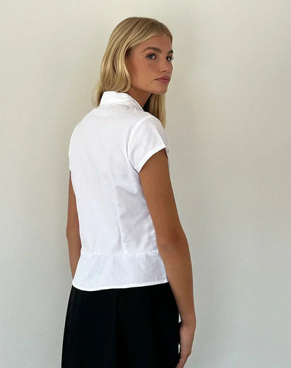 JOANNE | PINTUCK BLOUSE - White