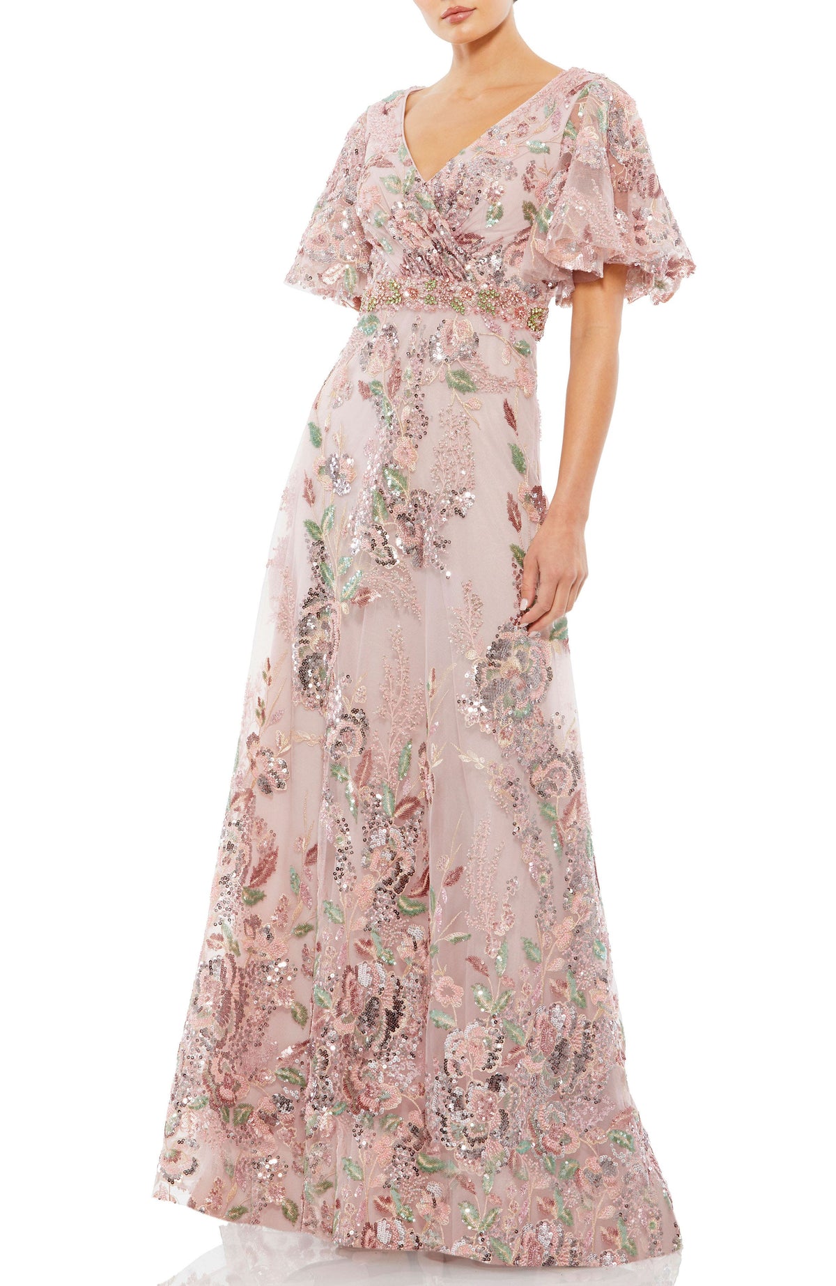 JOCASTA | FLORAL EMBELLISHED GOWN - Dusty Rose