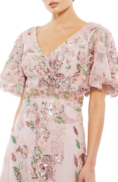 JOCASTA | FLORAL EMBELLISHED GOWN - Dusty Rose