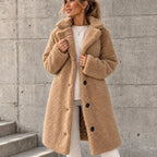 JOELY | LONG TEDDY COAT - Camel