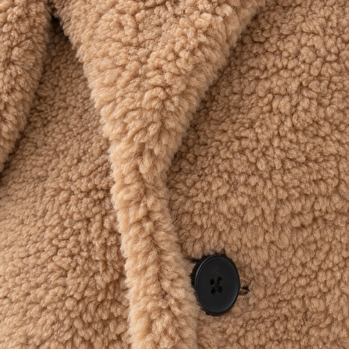 JOELY | LONG TEDDY COAT - Camel