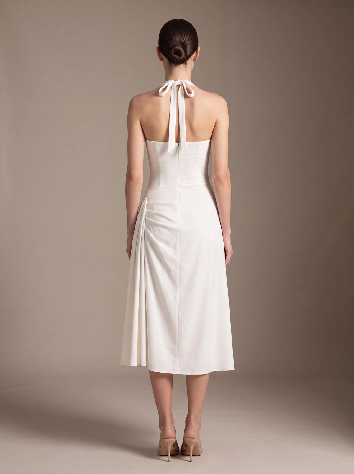 JOLANDA | SQUARE NECK HALTER MIDI DRESS - White