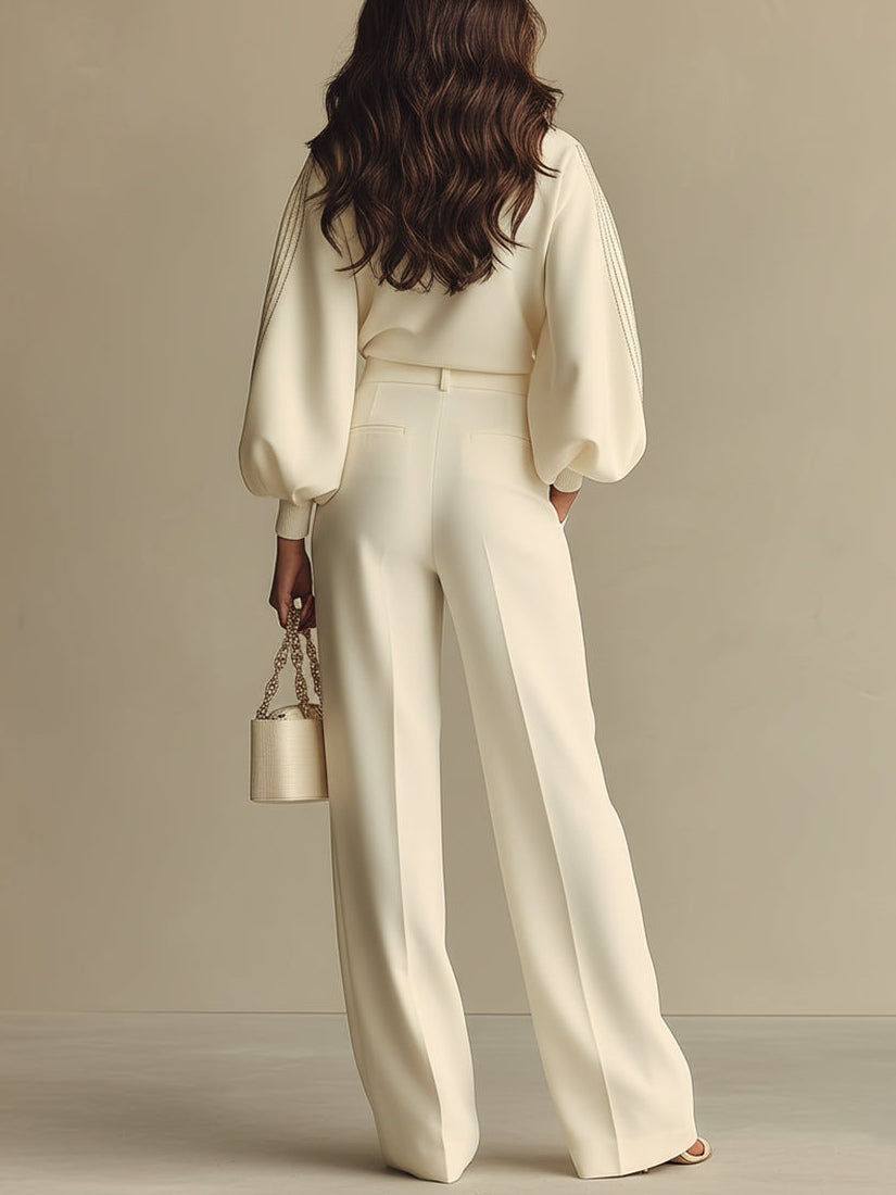 JOLINA | CREW NECK KNIT SET - Beige
