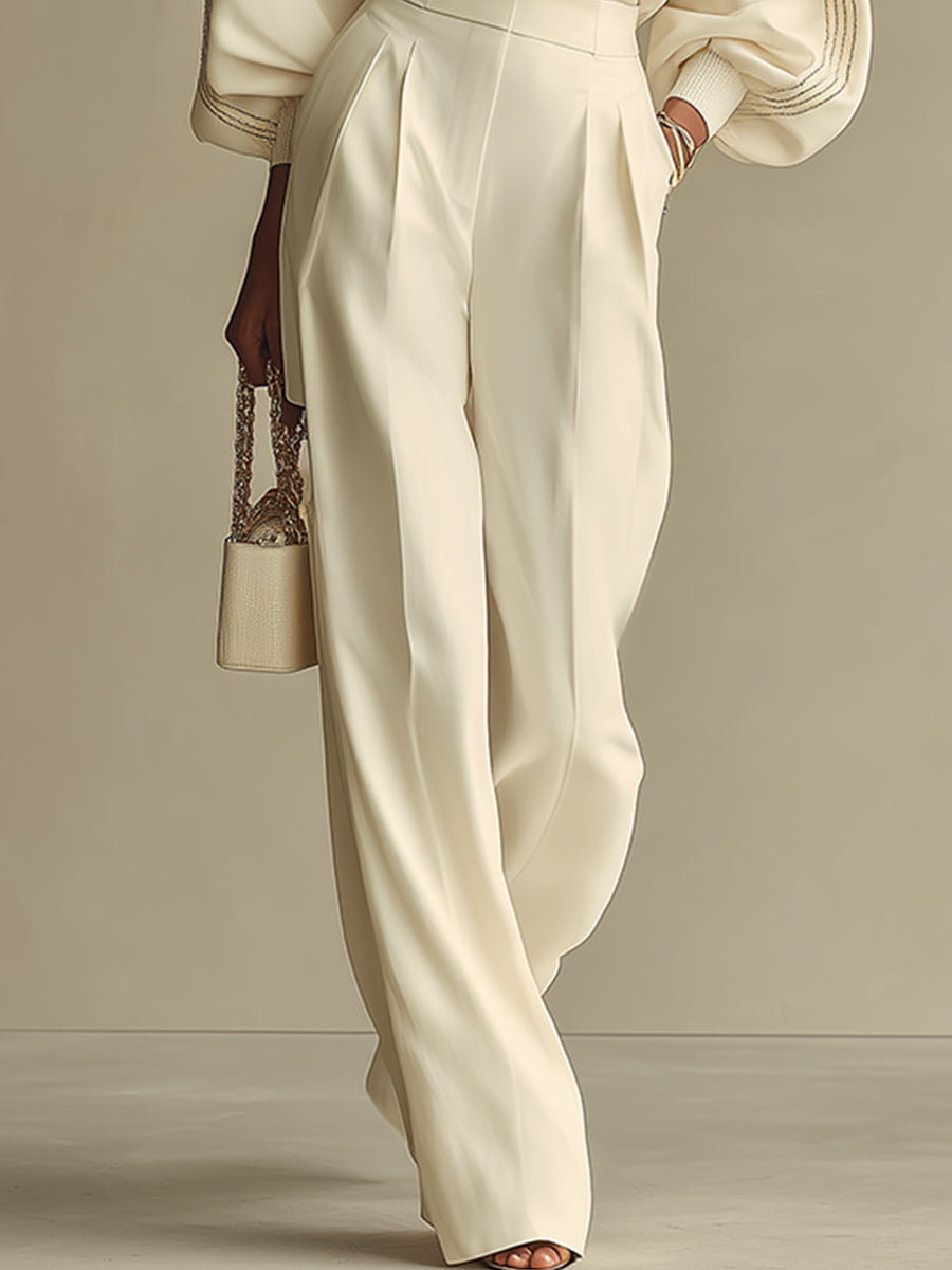 JOLINA | CREW NECK KNIT SET - Beige