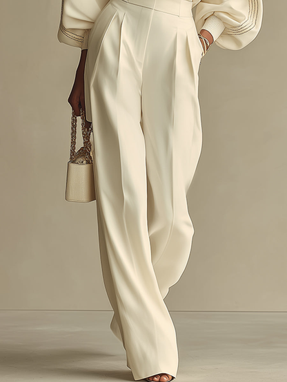 JOLINA | CREW NECK KNIT SET - Beige