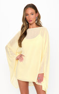 JOSLYN | CAPE SLEEVE MINI DRESS - Pale Yellow