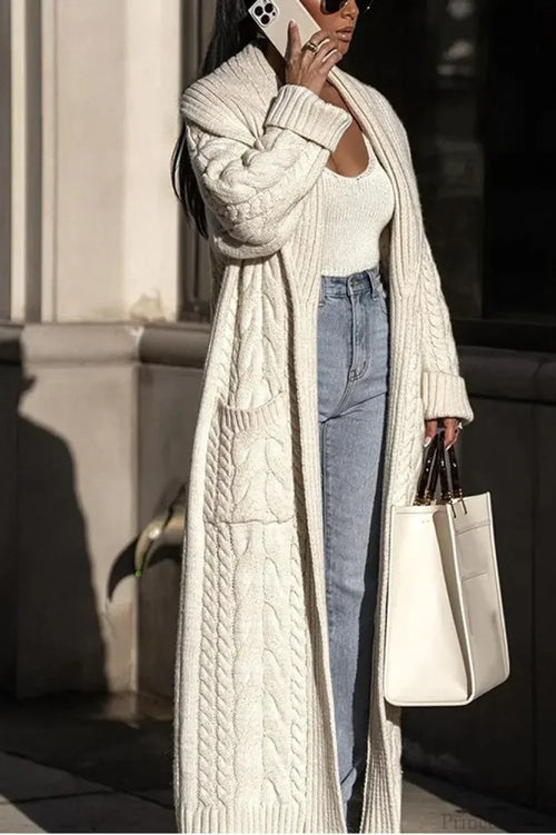 JOVANNA | CABLE-TEXTURE DUSTER CARDIGAN - Ivory