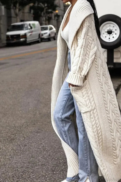 JOVANNA | CABLE-TEXTURE DUSTER CARDIGAN - Ivory