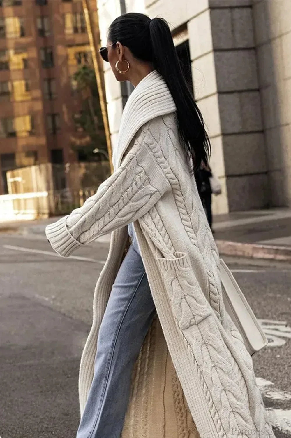 JOVANNA | CABLE-TEXTURE DUSTER CARDIGAN - Ivory