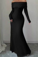 KAIYA | OFF SHOULDER MERMAID MAXI DRESS - Black