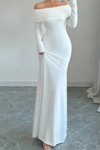 KAIYA | OFF SHOULDER MERMAID MAXI DRESS - White
