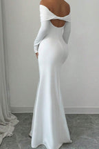 KAIYA | OFF SHOULDER MERMAID MAXI DRESS - White