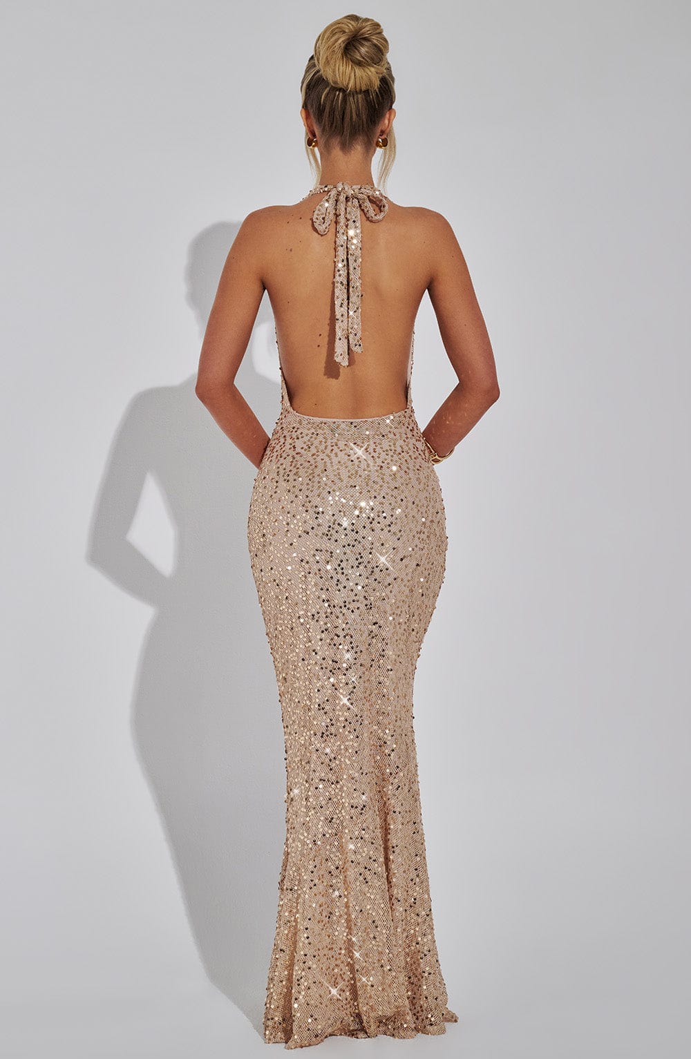 KALINA | GLITTER MAXI DRESS - Champagne Gold