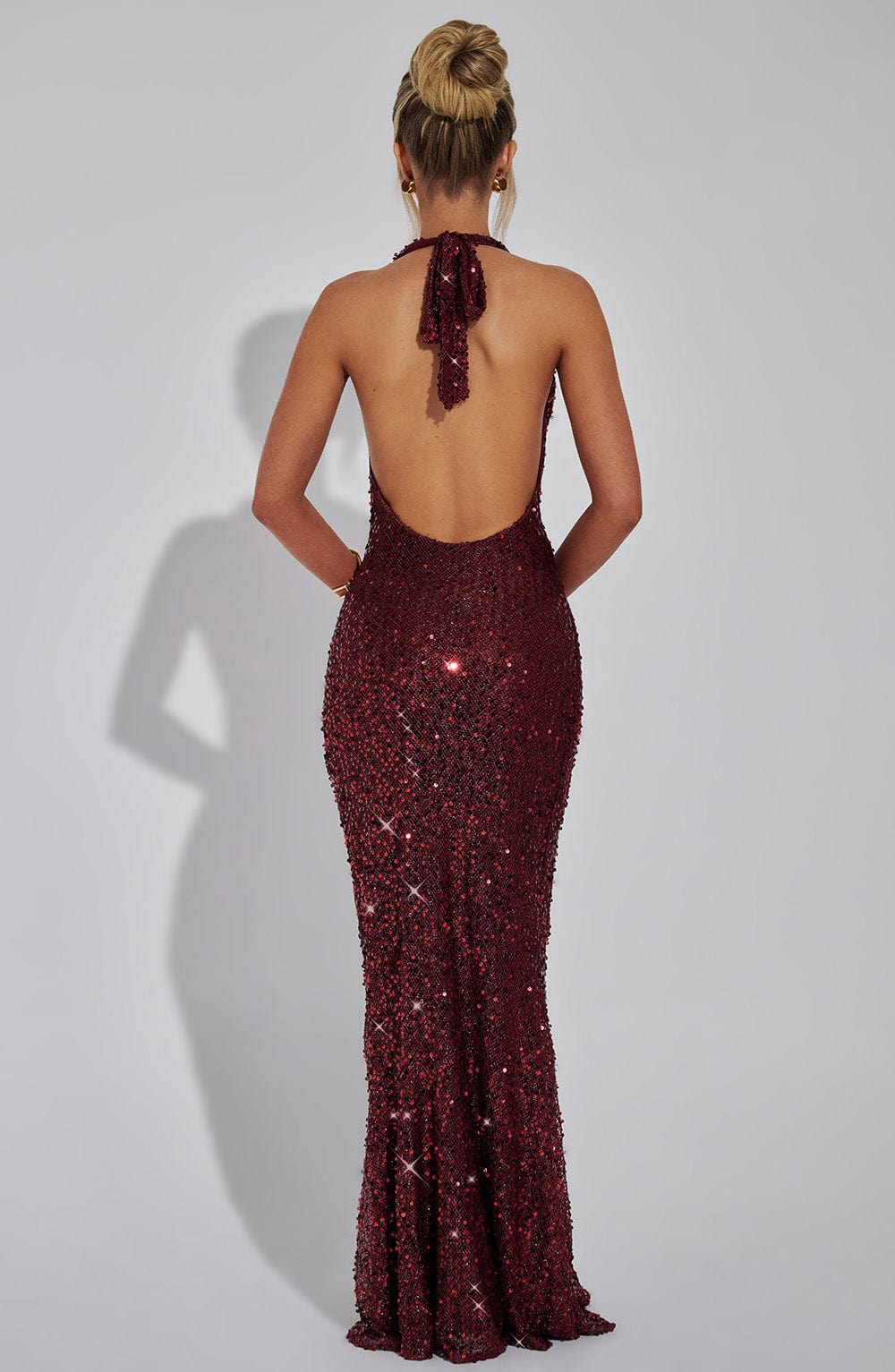 KALINA | GLITTER MAXI DRESS - Wine Sparkle