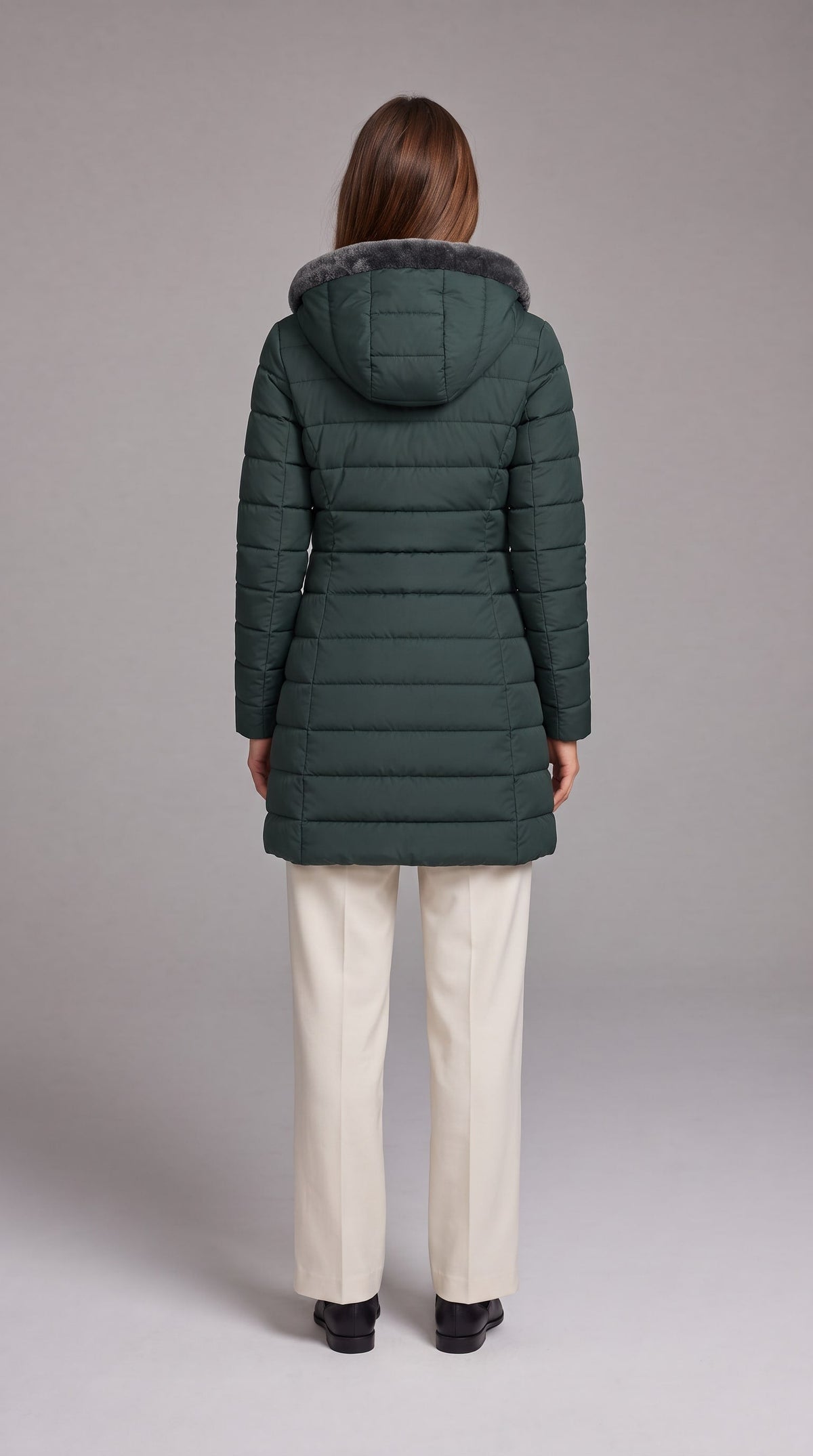 KALINDA | HOODED A-LINE PUFFER COAT - Green