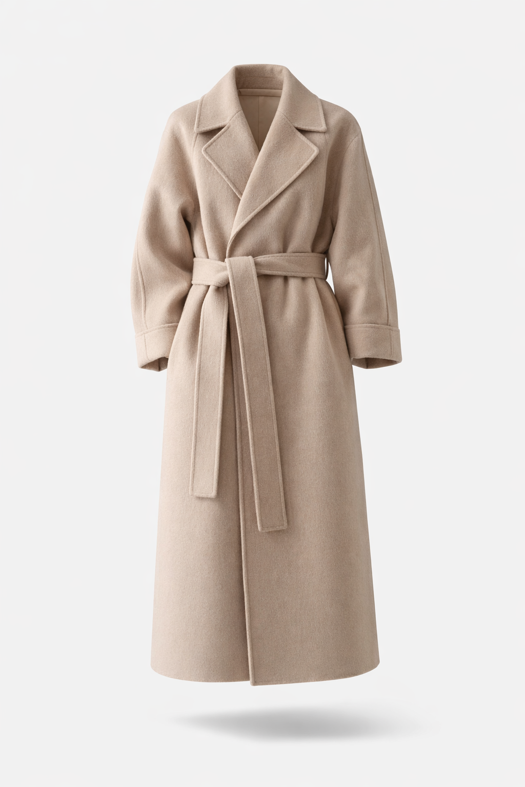 KATELL | BELTED LONGLINE COAT - Beige