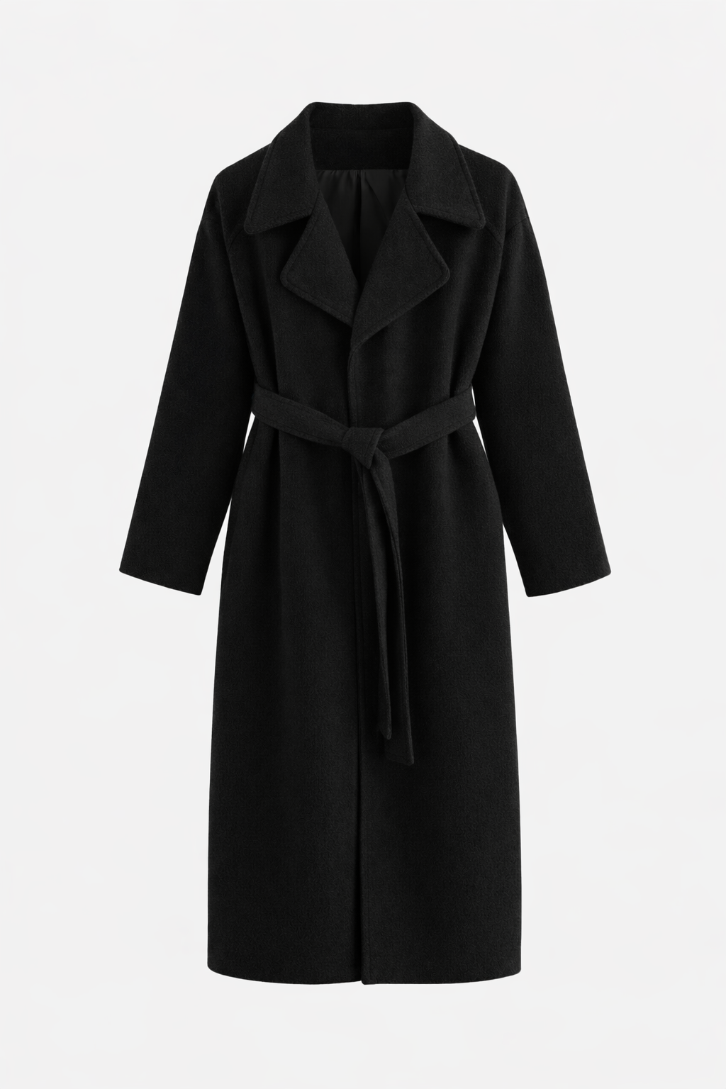 KATELL | BELTED LONGLINE COAT - Black