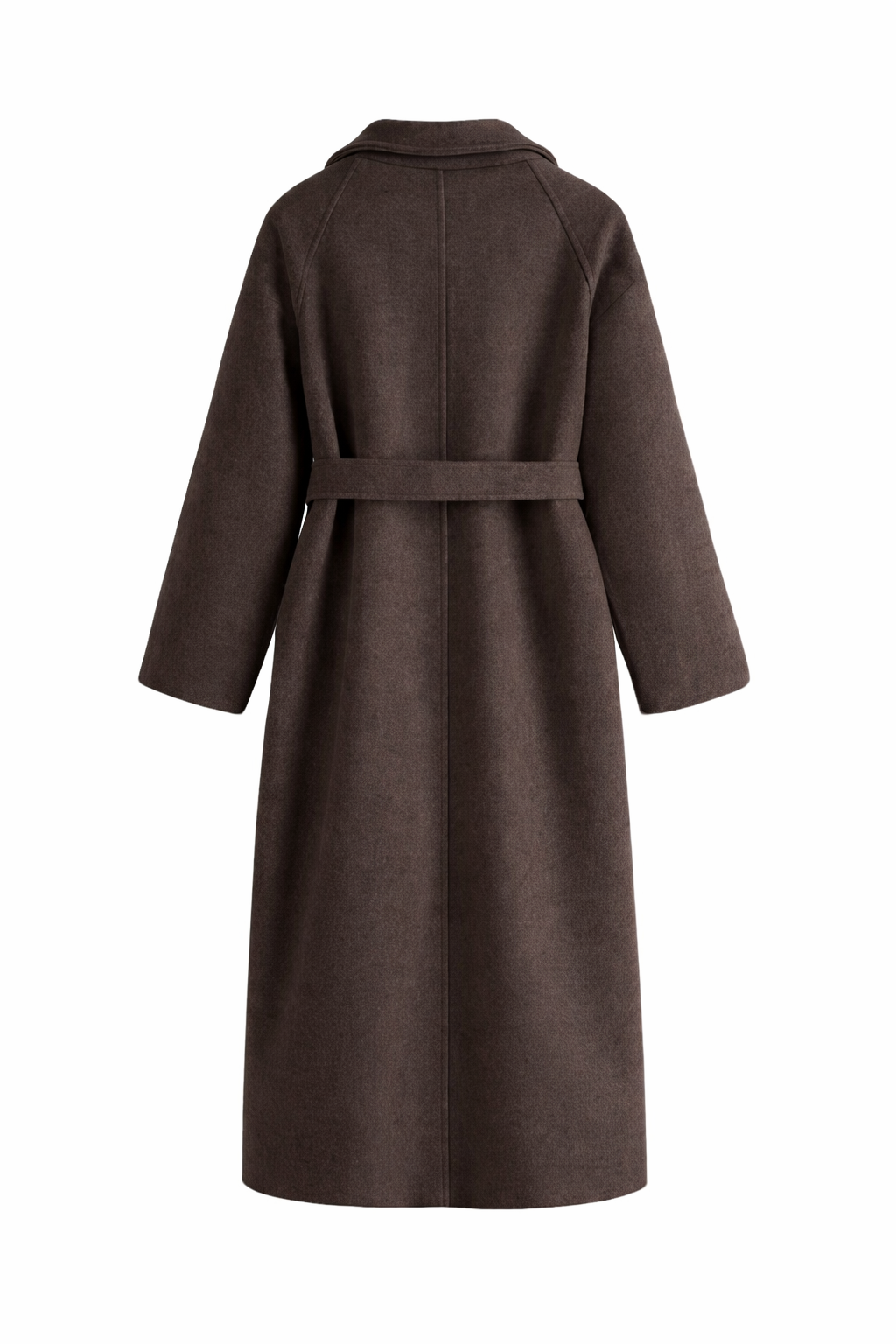 KATELL | BELTED LONGLINE COAT - Chocolate Brown