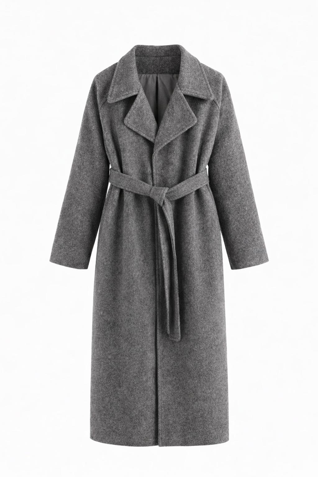 KATELL | BELTED LONGLINE COAT - Gray