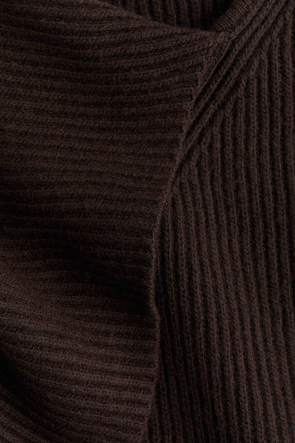 KATIA | COWL NECK RIBBED SWEATER - Chocolate Brown