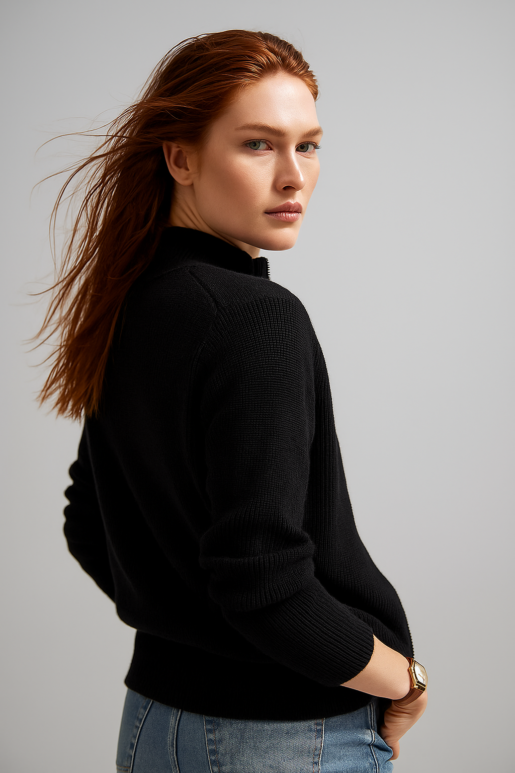 KAYLEE | RIBBED KNIT DOUBLE ZIP CARDIGAN - Black