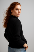 KAYLEE | RIBBED KNIT DOUBLE ZIP CARDIGAN - Black
