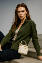 KAYLEE | RIBBED KNIT DOUBLE ZIP CARDIGAN - Forest Green