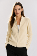 KAYLEE | RIBBED KNIT DOUBLE ZIP CARDIGAN - Ivory