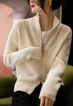 KAYLEE | RIBBED KNIT DOUBLE ZIP CARDIGAN - Ivory