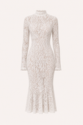 KEELY | LACE HIGH NECK MIDI DRESS - White