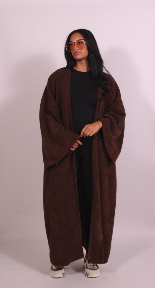 KENSLEY | OVERSIZED OPEN FRONT LONGLINE COAT - Brown