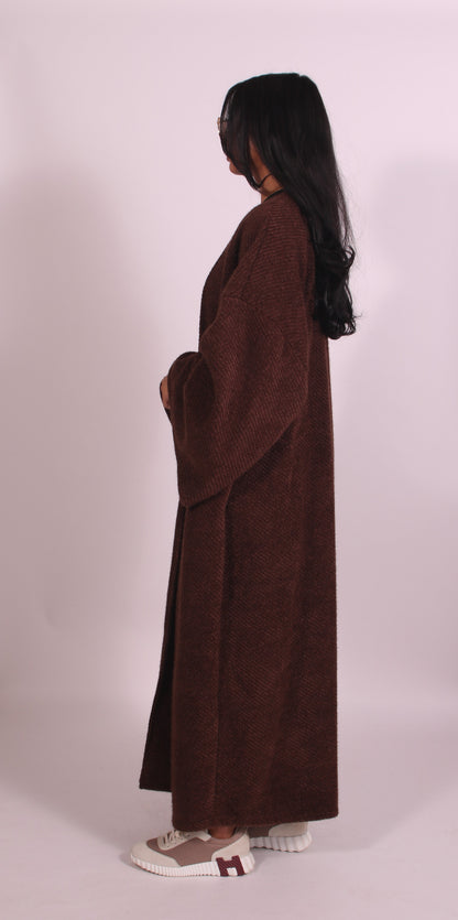 KENSLEY | OVERSIZED OPEN FRONT LONGLINE COAT - Brown